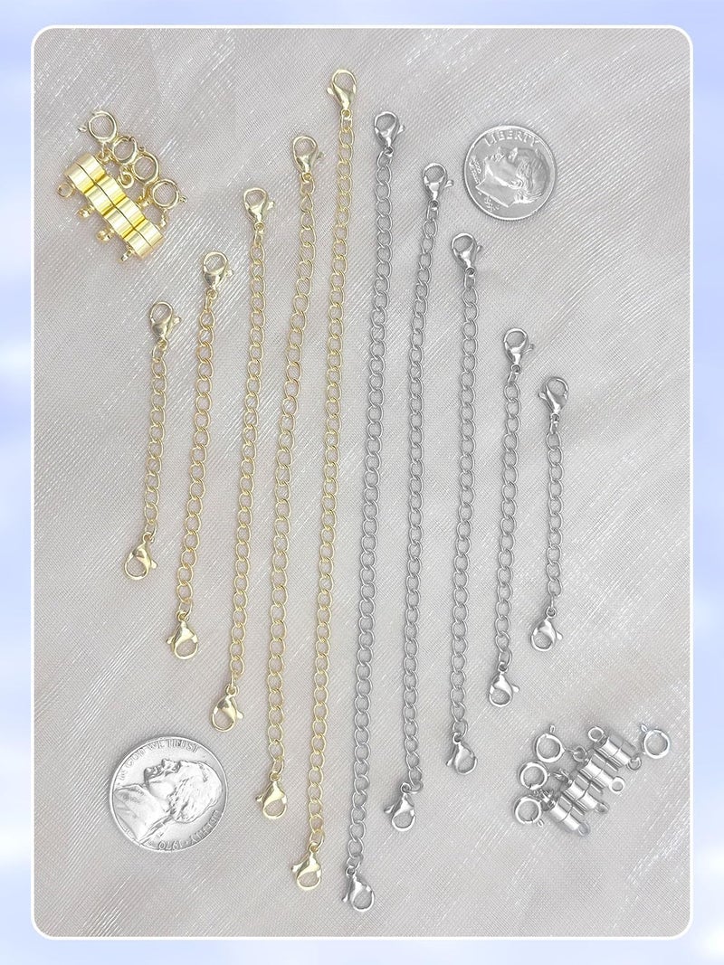 Evnlo Necklace Extender and Magnetic Necklace Clasp,Gold and Silver Chain Extenders for Necklaces Bracelet Jewelry - Image 5